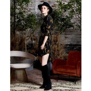 NWT L'AGENCE Silk Jungle Cat Print Tie Waist Button Up Long Sleeve Shirtdress XS